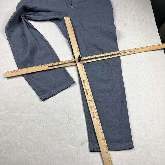 120 Lino Womens Linen Blend Ankle Pants Blue Slim Leg Trousers Size 48 12 US * - Picture 5 of 12